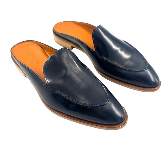 EVERLANE The Modern Loafer Slip On Leather Low Heel Mules 6.5 US in Navy - Picture 2 of 12